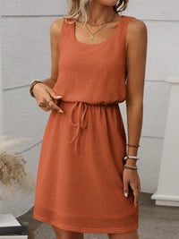 Waffle-Knit Drawstring Mini Tank Dress - Makuwa Swim Wear