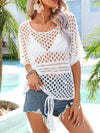 Cutout Round Neck Short Sleeve Cover Up Trendsi