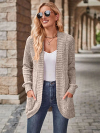 Open Front Cardigan with Pockets Trendsi