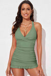 Tie Back Sleeveless Swim Dress and Bottoms Set Trendsi