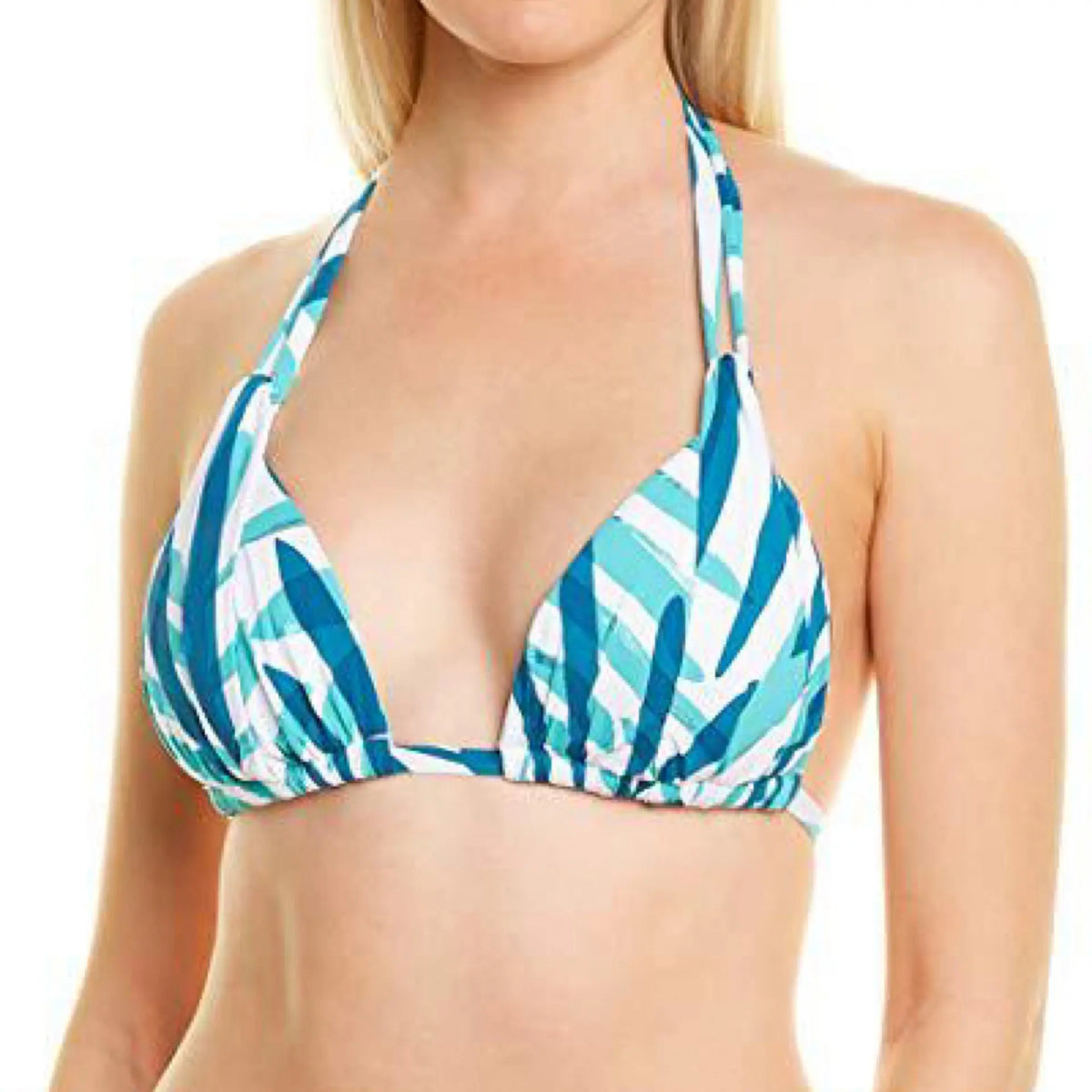 La Blanca Women's Standard Triangle Halter Bra Bikini Swimsuit Top, Caribbean Current//Vista Mirage La Blanca