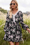 Floral Lace Trim Long Sleeve Dress Trendsi
