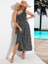 Printed Single Shoulder Midi Dress Trendsi