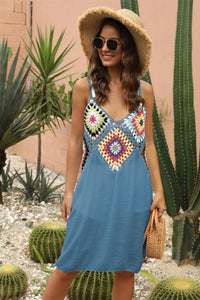 Geometric V-Neck Spaghetti Strap Cover Up Dress Trendsi