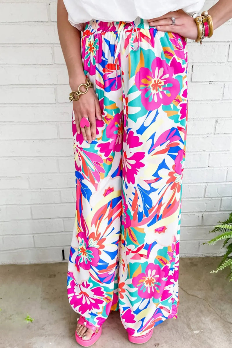 Printed Wide Leg Pants Trendsi