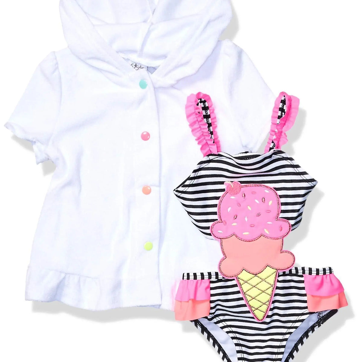 Girls ' Carnival Connector Set with Terry Cover Up Makuwa Swim Wear