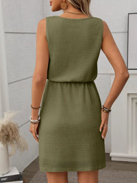 Waffle-Knit Drawstring Mini Tank Dress - Makuwa Swim Wear