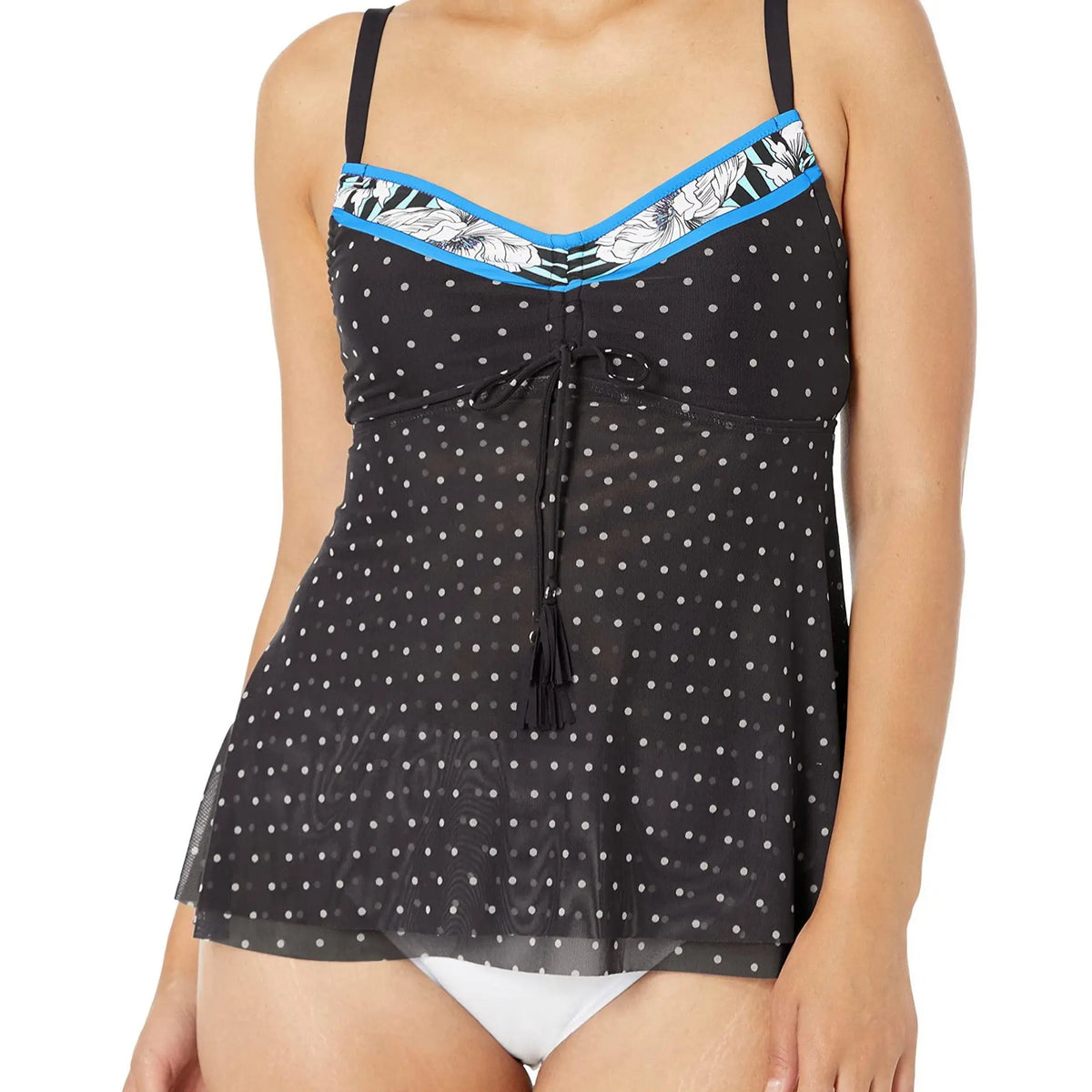 Beach House Women S Mesh Layer Tankini Swimsuit with Adjustable Neckline Makuwa Swim Wear