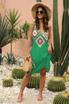 Geometric V-Neck Spaghetti Strap Cover Up Dress Trendsi
