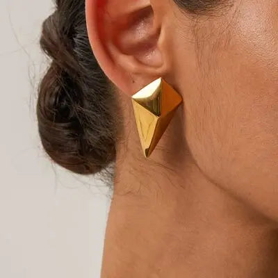 Stainless Steel 18K Gold-Plated Geometric Earrings Trendsi