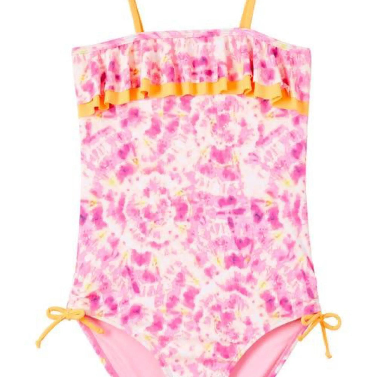 Kensie Girl Kids' Flutter Front Tie-Dye One-Piece Swimsuit in Pink Kensie Girl
