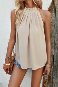 Ruched Grecian Neck Tank Trendsi