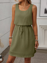 Waffle-Knit Drawstring Mini Tank Dress - Makuwa Swim Wear