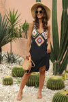 Geometric V-Neck Spaghetti Strap Cover Up Dress Trendsi
