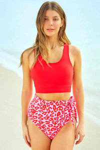 Two-Tone Tied Two-Piece Swimsuit Trendsi