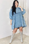 HEYSON Full Size Oversized Denim Babydoll Dress Trendsi