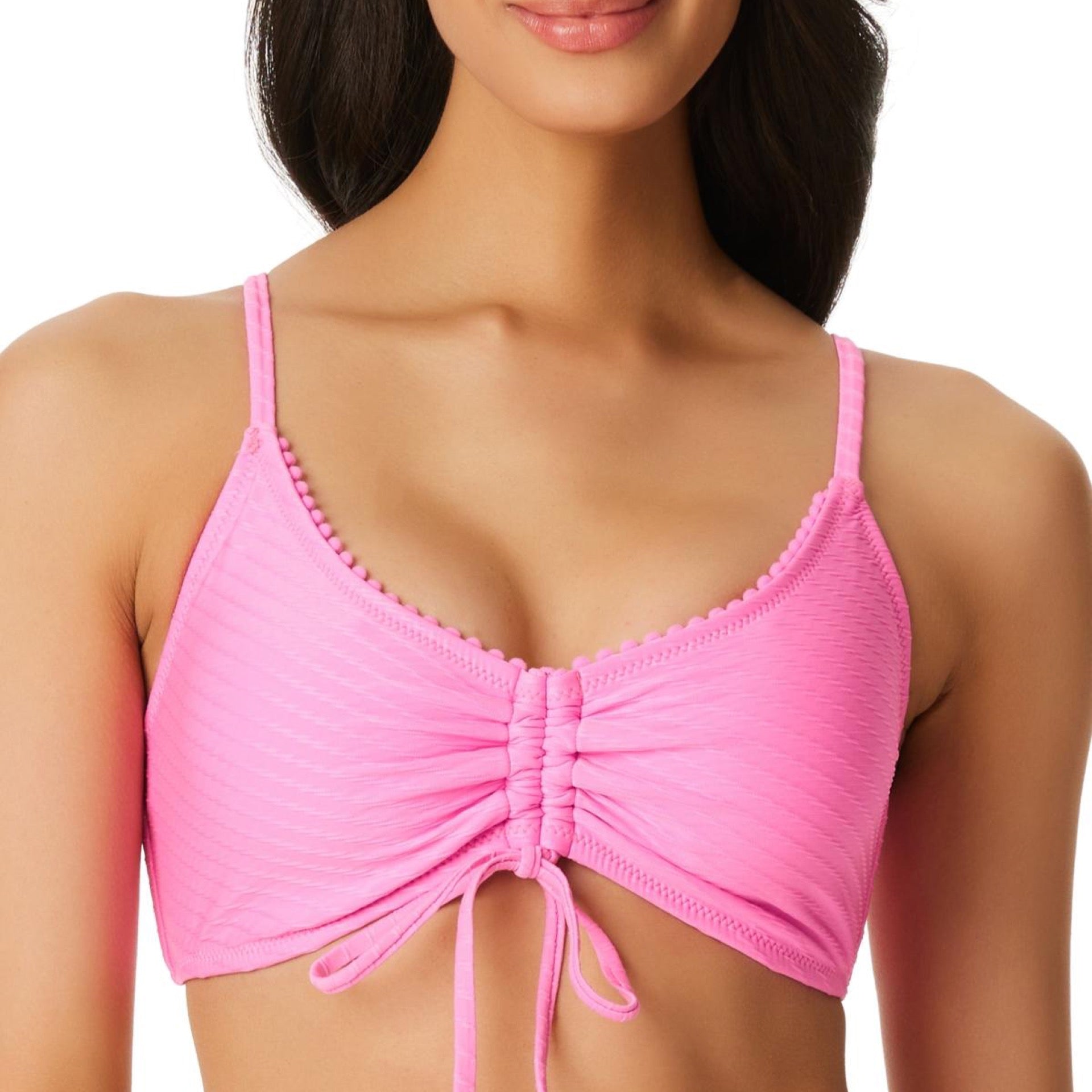 Jessica Simpson Women's Pretty in Pique Ruched Bikini Top Women's Swimsuit