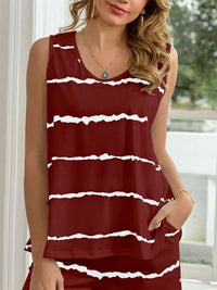 Striped Round Neck Tank and Shorts Lounge Set Trendsi