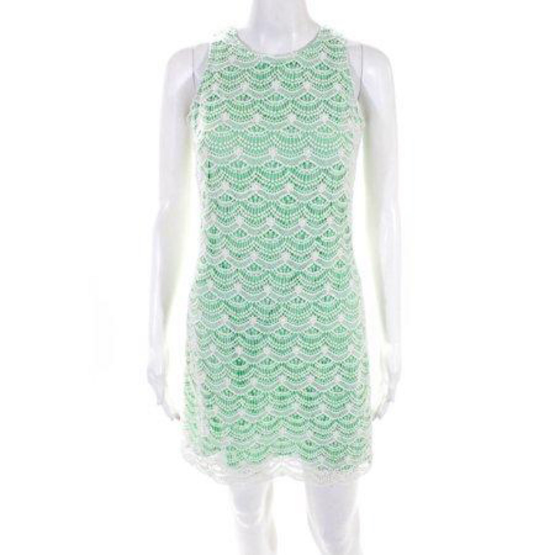 Southern Tide Womens Sleeveless Crochet Overlay Sheath Dress Green Size 2