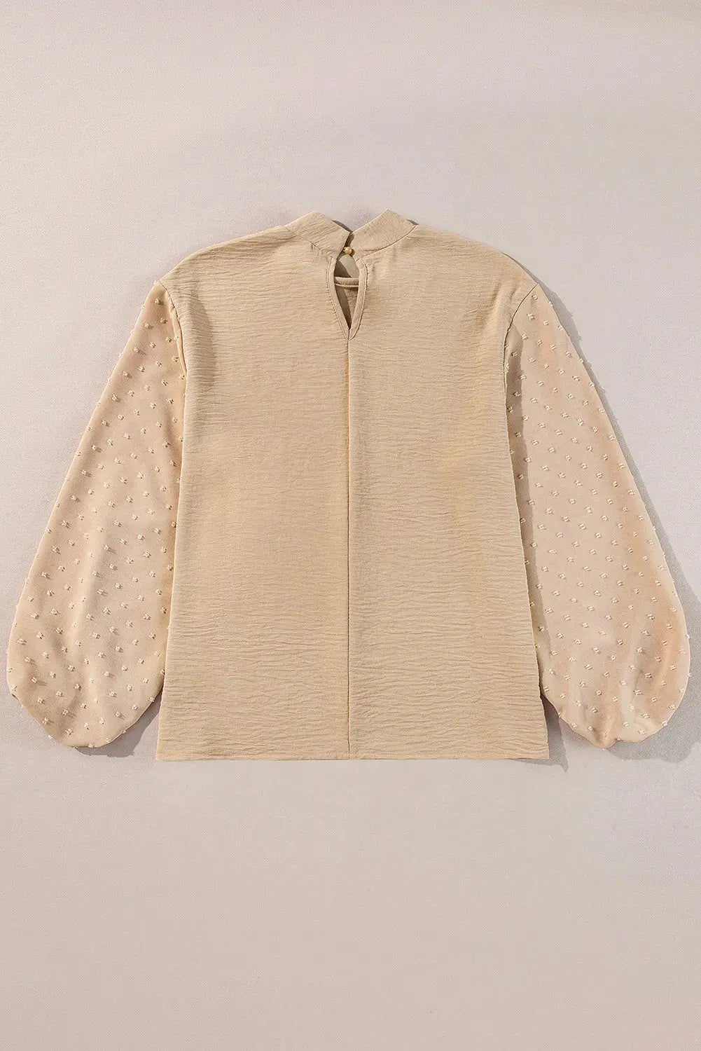 Swiss Dot Mock Neck Balloon Sleeve Blouse - Makuwa Swim Wear