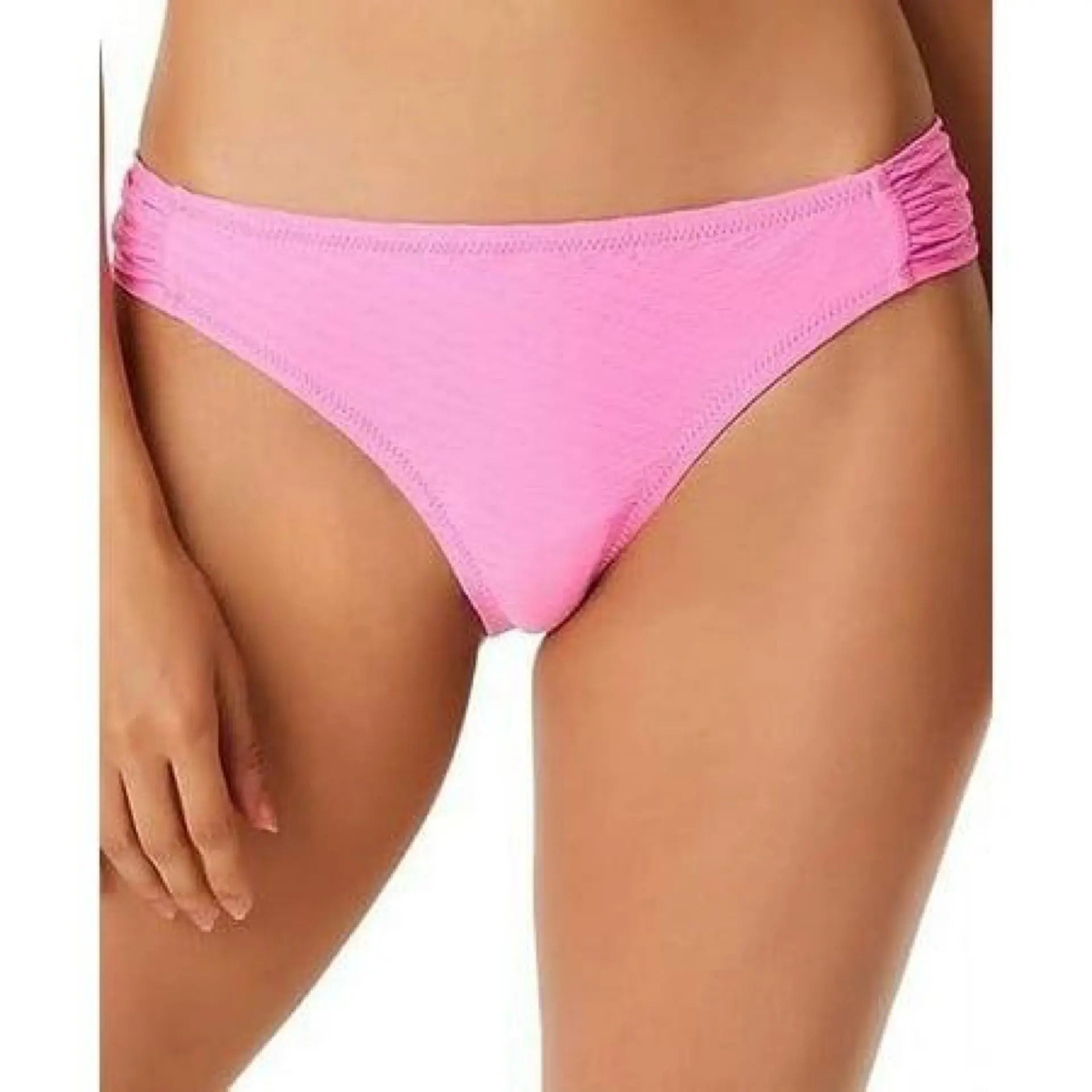 Pretty in Pique Side-Shirred Bikini Bottoms in Femme Jessica Simpson