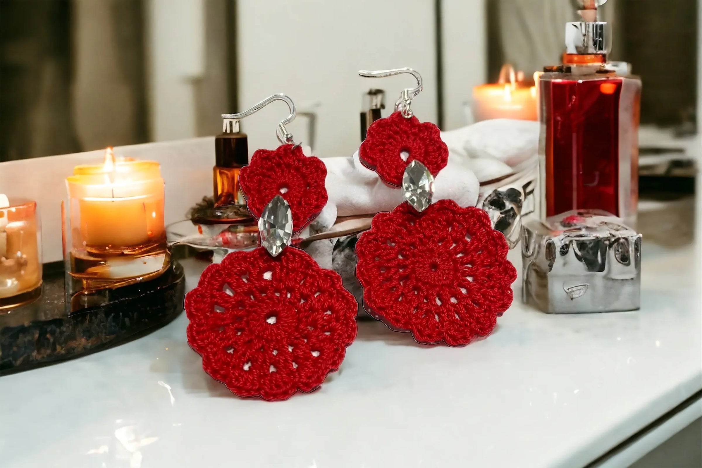 Amani’s Divine Crochet Daisy Stone Earrings WearMSW