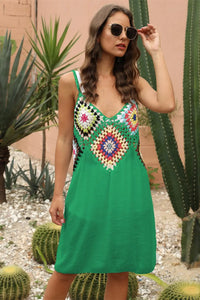 Geometric V-Neck Spaghetti Strap Cover Up Dress Trendsi