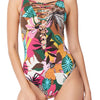 Bleu by Rod Women’s Beattie Printed Lace-Up Over-The-Shoulder One-Piece Swimsuit Bleu Rod