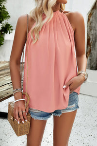 Ruched Grecian Neck Tank Trendsi