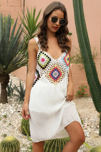 Geometric V-Neck Spaghetti Strap Cover Up Dress Trendsi
