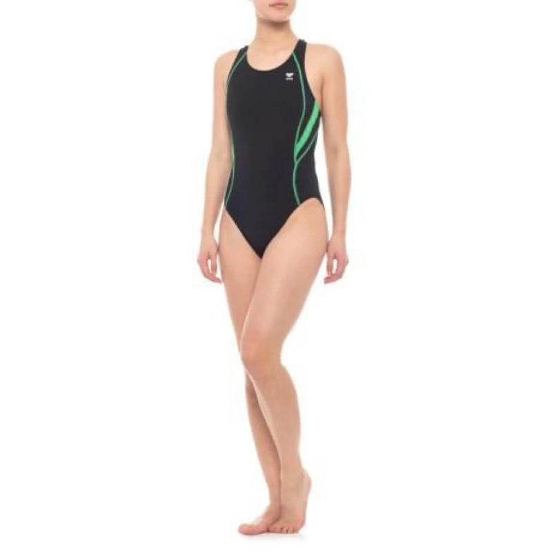 TYR Women's Swimwear Black  Alliance Durafast Splice Maxback TYR