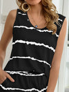 Striped Round Neck Tank and Shorts Lounge Set Trendsi