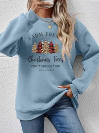 Graphic Round Neck Long Sleeve Sweatshirt Trendsi
