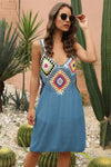Geometric V-Neck Spaghetti Strap Cover Up Dress Trendsi