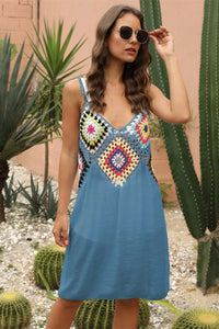 Geometric V-Neck Spaghetti Strap Cover Up Dress Trendsi