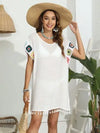 Tassel Boat Neck Flutter Sleeve Cover Up Trendsi
