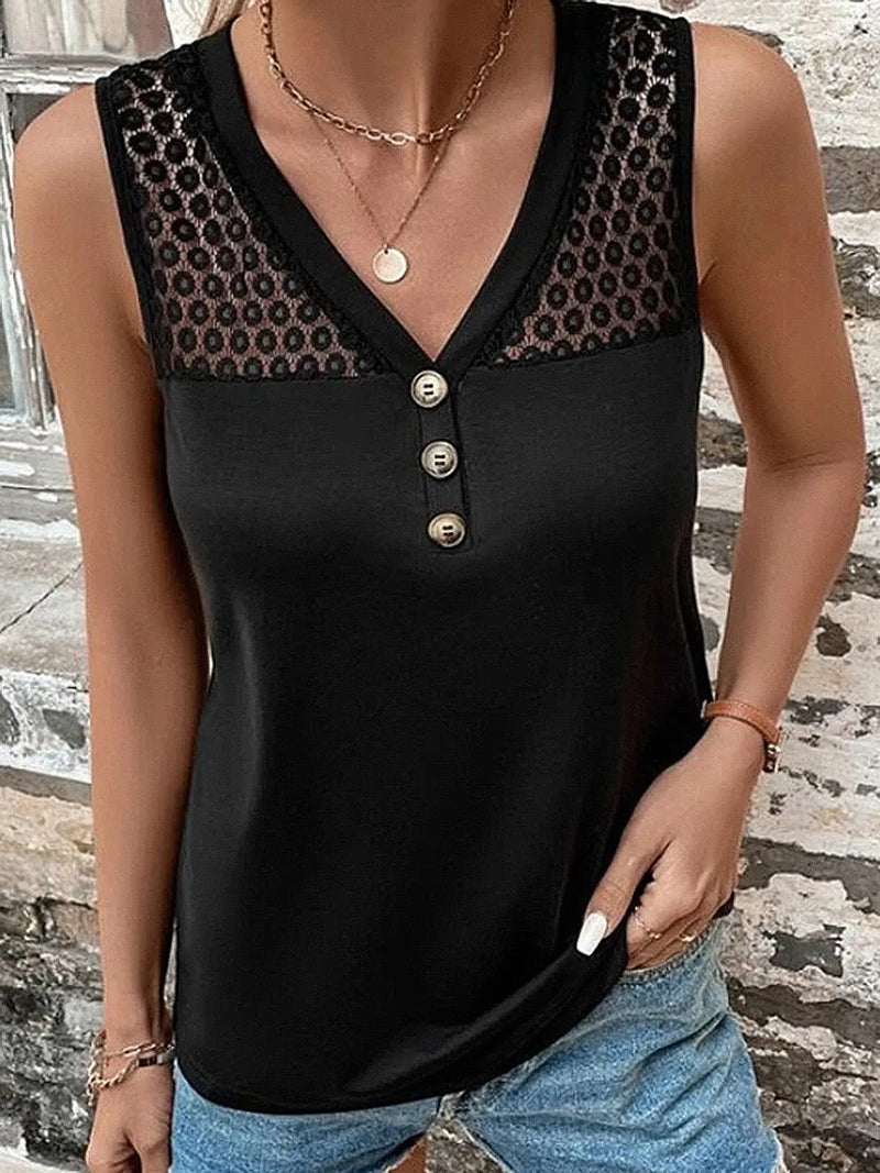 Lace Detail V-Neck Tank Trendsi