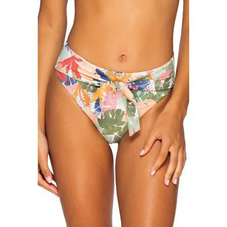 Sunsets Tessa Tie High Rise Women's Swimsuit Bikini Bottom, Serendipity Sunsets