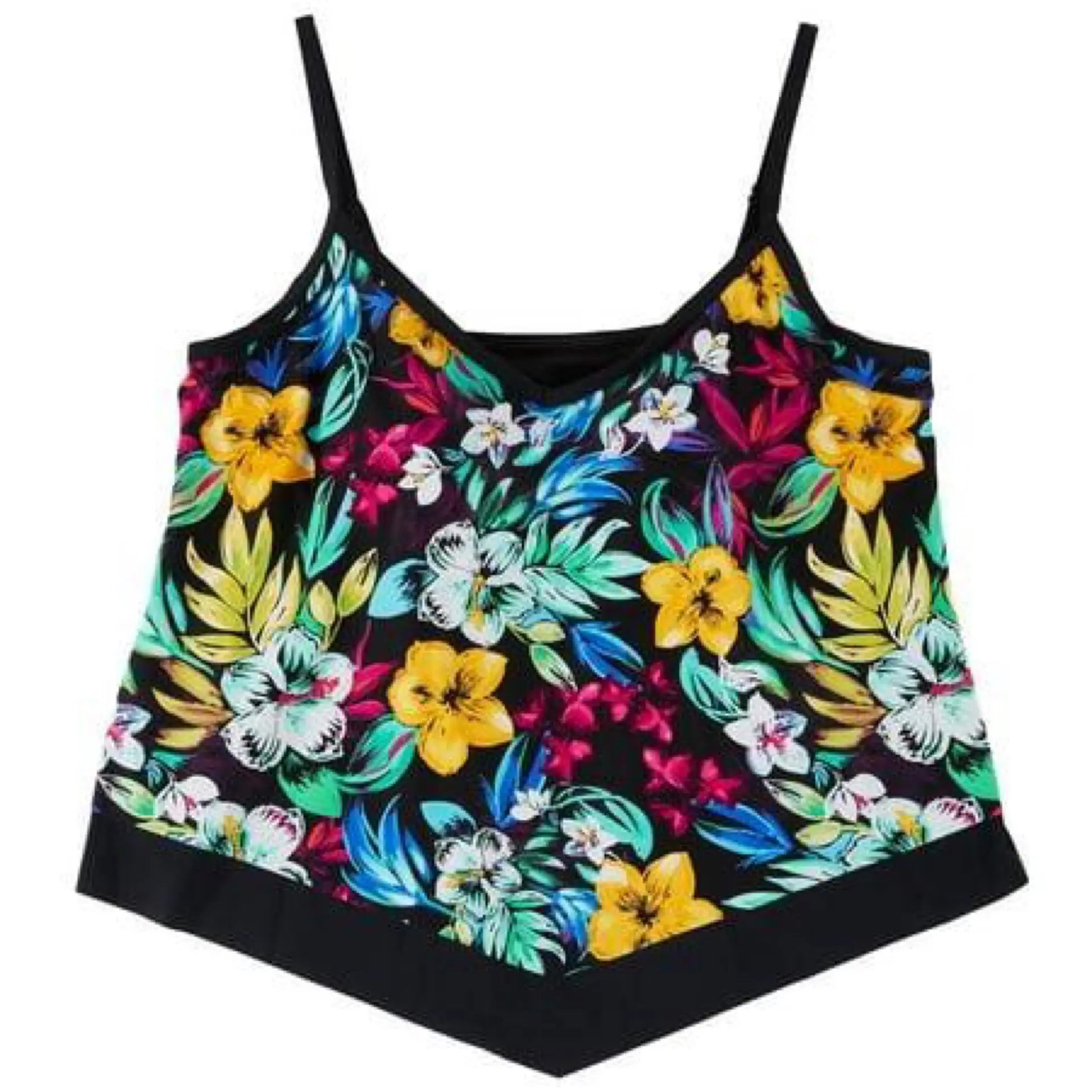 Maxine of Hollywood Plus Island Mist Flutter Tankini Top Makuwa Swim Wear