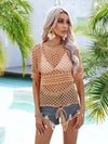 Cutout Round Neck Short Sleeve Cover Up Trendsi