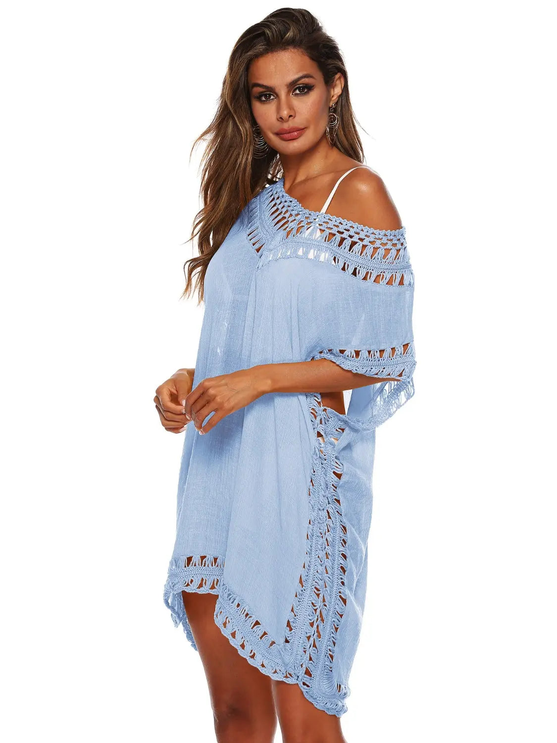Cutout V-Neck Short Sleeve Cover-Up Trendsi