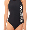 Reebok Women's Swimwear Metallic Logo Halter One Piece Swimsuit Reebok