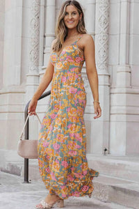 Floral Spaghetti Strap Wide Leg Jumpsuit Trendsi