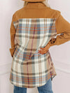Plaid Collared Neck Long Sleeve Jacket Trendsi