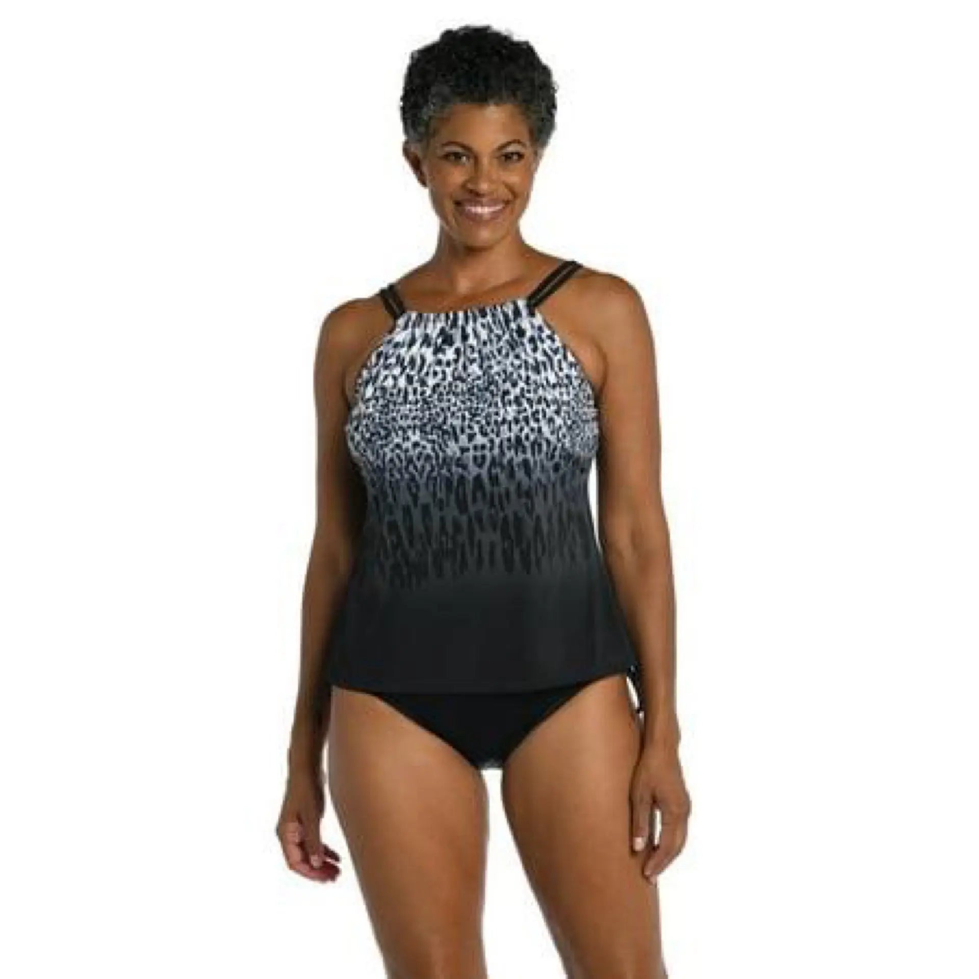 Maxime of Hollywood Women’s Ombre Animal High Neck Underwire Tankini Top Makuwa Swim Wear