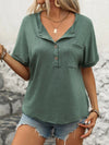 Half Button Short Sleeve T-Shirt Trendsi