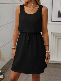 Waffle-Knit Drawstring Mini Tank Dress - Makuwa Swim Wear