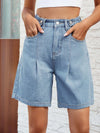 High Waist Denim Shorts with Pockets Trendsi