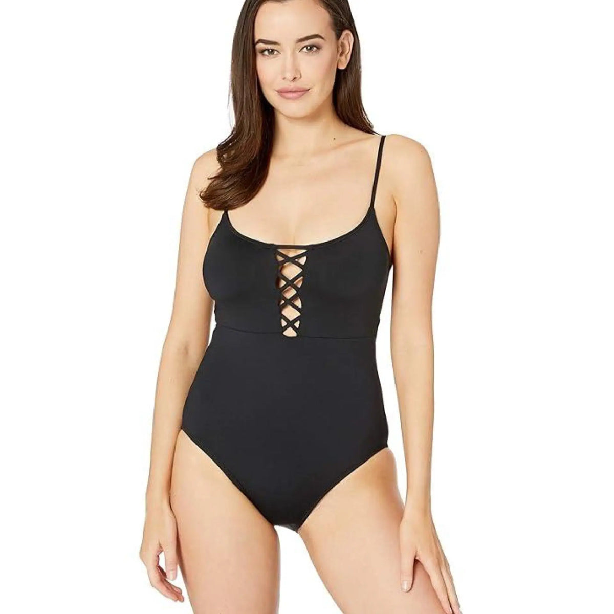 La Blanca Island Goddess Lace-Up One-Piece Swimsuit La Blanca