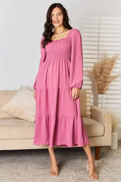 Culture Code Full Size Ruffle Trim Smocked Tiered Dress Trendsi